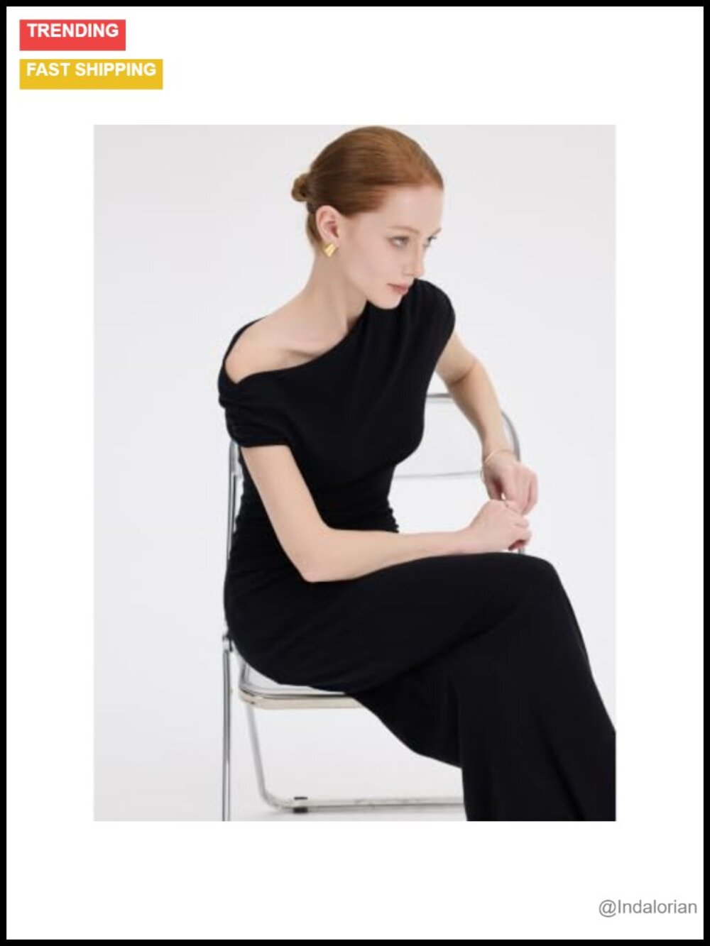 One Shoulder Ribbed Bodycon Maxi Dress - Picture 3 of 6